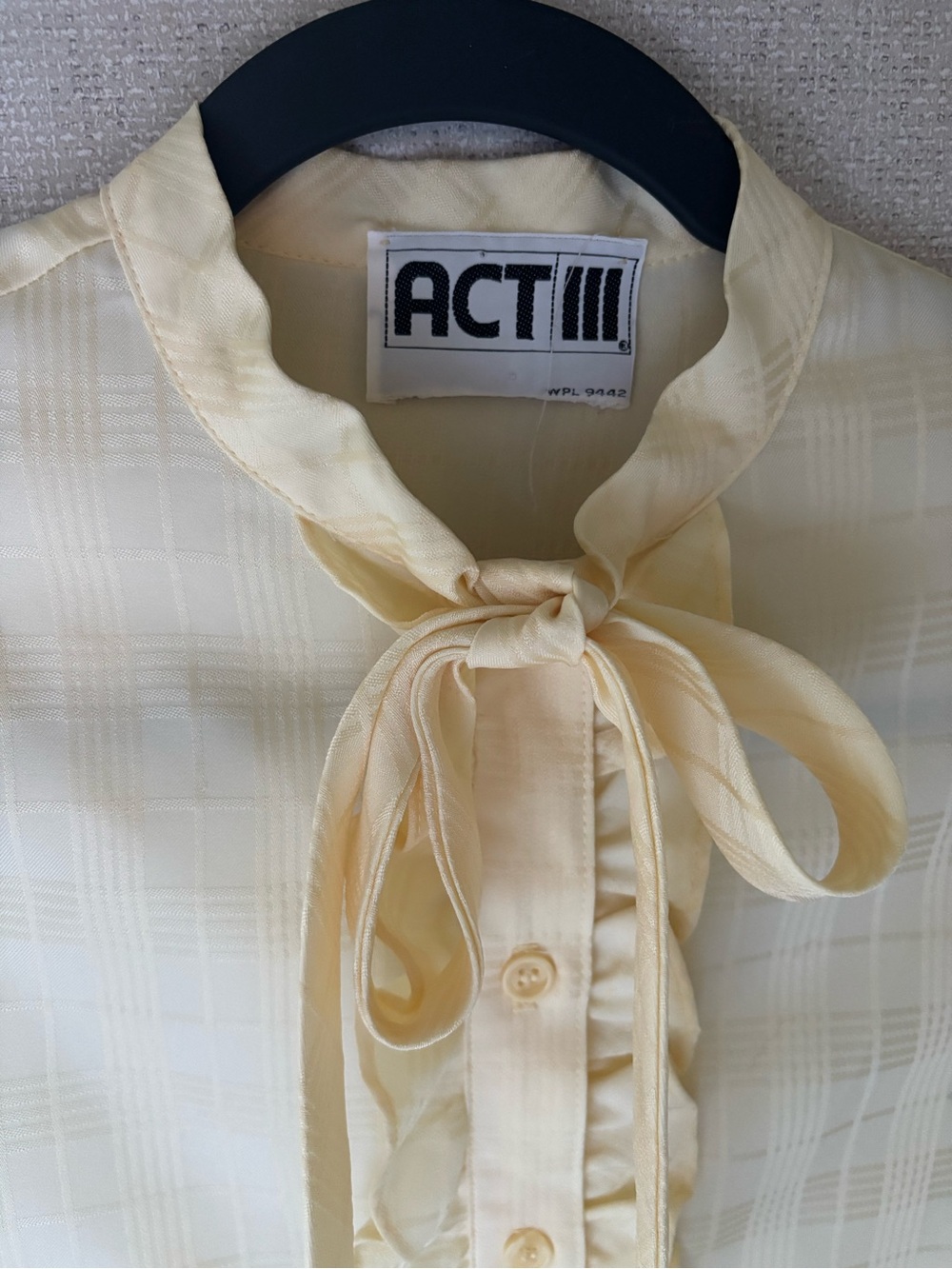 Pale Yellow Vintage Tie-Neck Women’s Shirt
